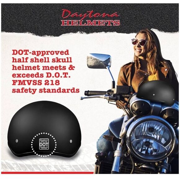 Daytona MotorcycleโHalf Skull Cap-Lightweight & Stylish DOT Approved Adults - Picture 3 of 8